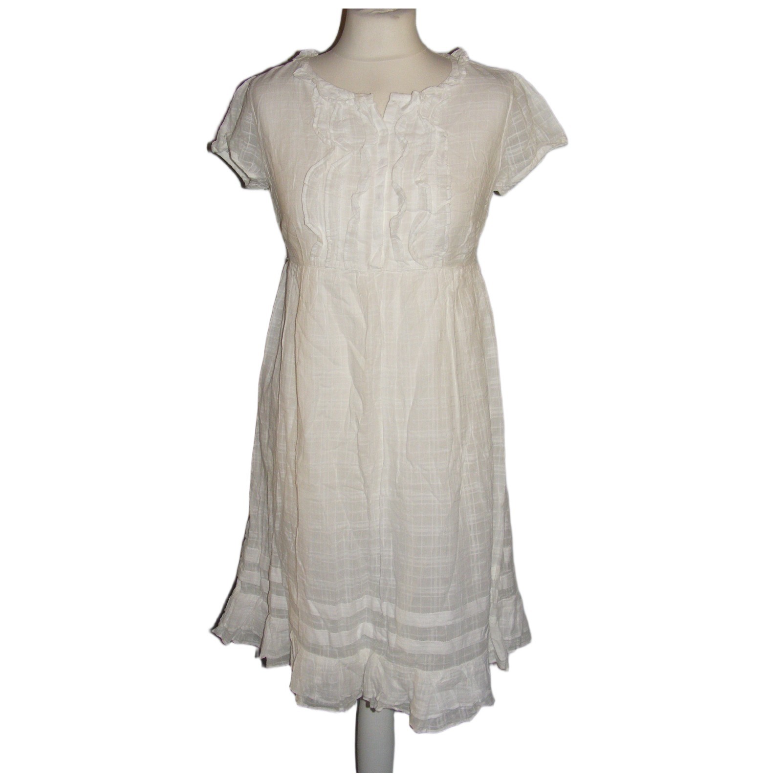 Y2k Atmosphere summer dress size 10 cottagecore lined s/slv ruffle white cotton