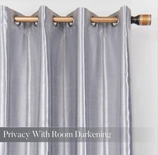Silver Room Darkening Faux Silk Curtain Drapes This Is For 4 Panels