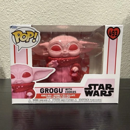 Funko Pop! Star Wars Grogu with Cookies Valentines Day Pink #493 w/ Protector