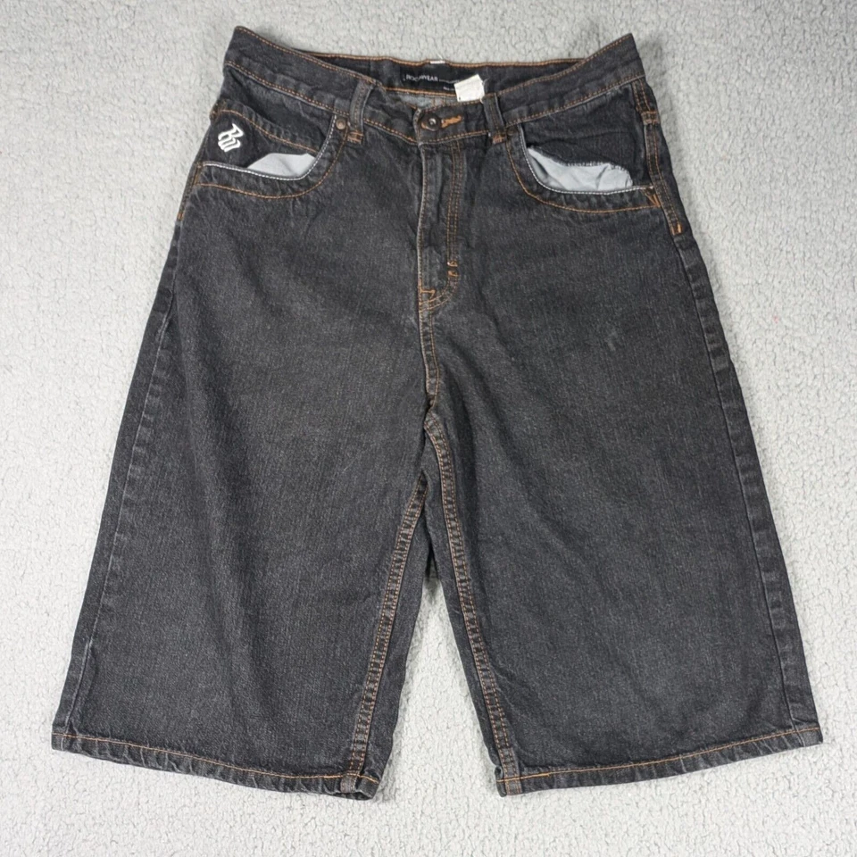 Rocawear Jean шорты для мальчиков размер 18 черный логотип карман Y2K хип-хоп Streetwear джинсовой ткани - Изображение 4 из 4