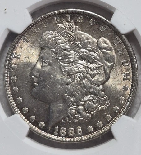 1886 P Morgan Silver Dollar. PCGS Uncirculated Mint State 62 -MS62 Toner. M0113.