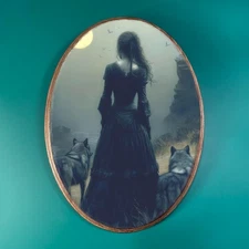 HECATE AND HER WOLF WOODEN DECOR, Witchy Gothic Wood Plaque, Pagan Dog Wall Art