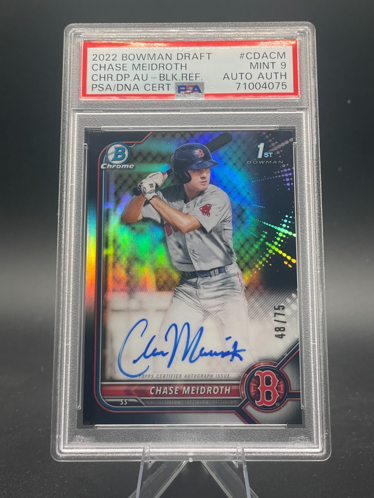 2022 Bowman Draft Chase Meidroth 1st Black Refractor Autograph /75