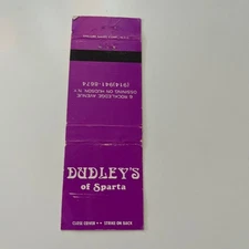 Dudley's Of Sparta Ossining On Hudson NY Vintage Matchbook Cover SMB40-5