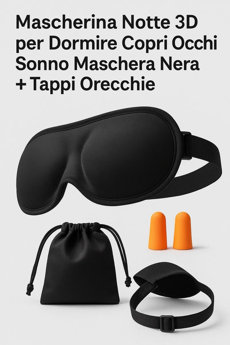 Maschera Per Dormire In Seta | Morbida E Traspirante | Anti-luce Con Fascia Regolabile | Unisex | Notte E Viaggi | Nero - 5
