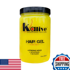KALIVE Men's Hair Styling Gel 32 oz Strong Hold Light Shine All Day Fresh Scent