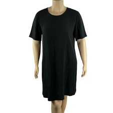 Eileen Fisher Black Shift Dress Short Sleeve Minimalist Size L