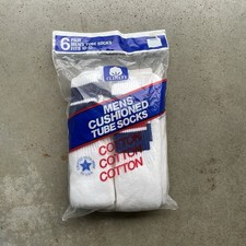 Vtg Cherokee Brand Tube Socks Over The Calf Size10-15 White Striped 6 Pair NEW 