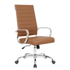 Home Office Chair High Back Executive Chair Ribbed Leather Computer Desk Chai...