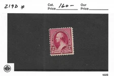 2c Small Banknote, Sc #219D, MH (64282)