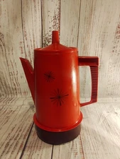 Vintage Regal Poly Perk Atomic Poppy Red 8 Cup Coffee Percolator Maker (see Des)