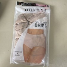 NEW - ELLEN TRACY ESSENTIALS 4 Pack Seamless Brief / SMALL - BEIGE