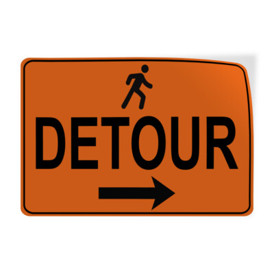 Horizontal Vinyl Stickers Right Arrow Pedestrian Detour Traffic Traffic Detour