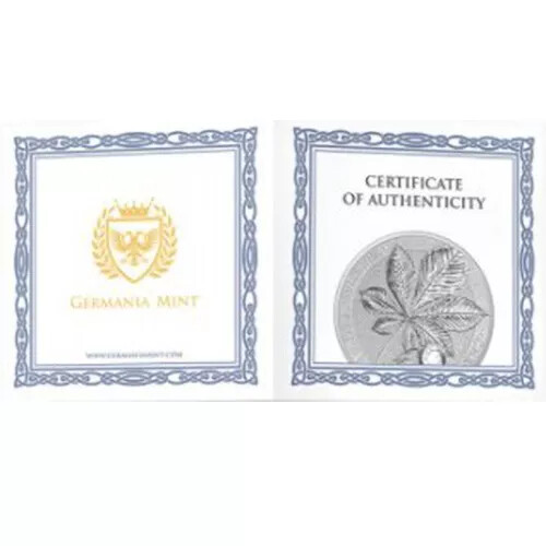 2021 Deutschland Kastanienblatt - 1oz 0,9999 Feinsilbermünze - 5 Mark mit COA - Bild 3 von 4