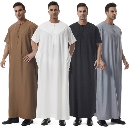 Thobe Jubba Dishdasha Men Thawb Thoub Muslim Islam Abaya Daffah Robe Dress Saudi - Picture 2 of 28