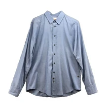 Hugo Boss Orange Button Up Dress Shirt Mens XL Blue Pink Plaid Business Office 