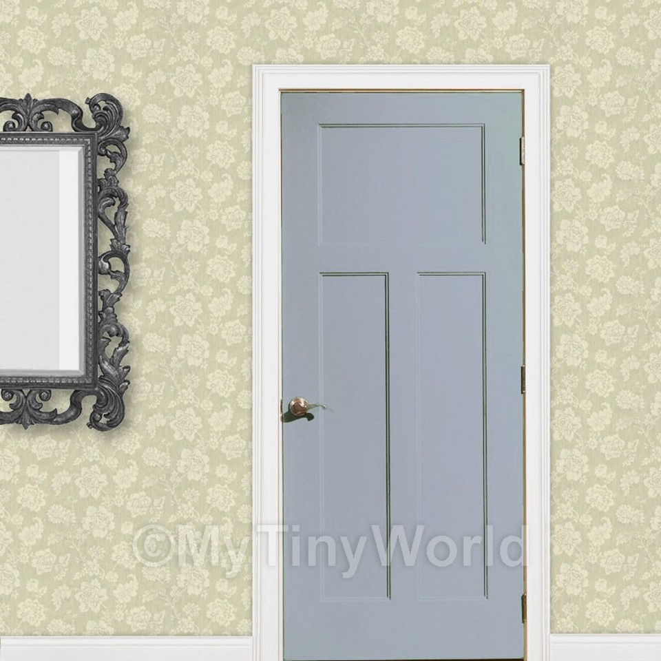 Pack of 5 Dolls House Miniature Cream Floral Pattern On Light Green