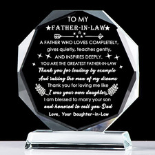 Father-In-Law Gifts from Daughter-In-Law, Crystal Laser Words Keepsakes Presents