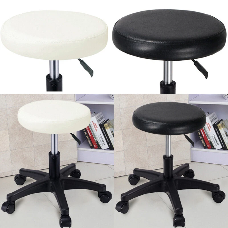 Stool Swivel Chair Height Adjustable Black White Chair Office Round Desk Stool