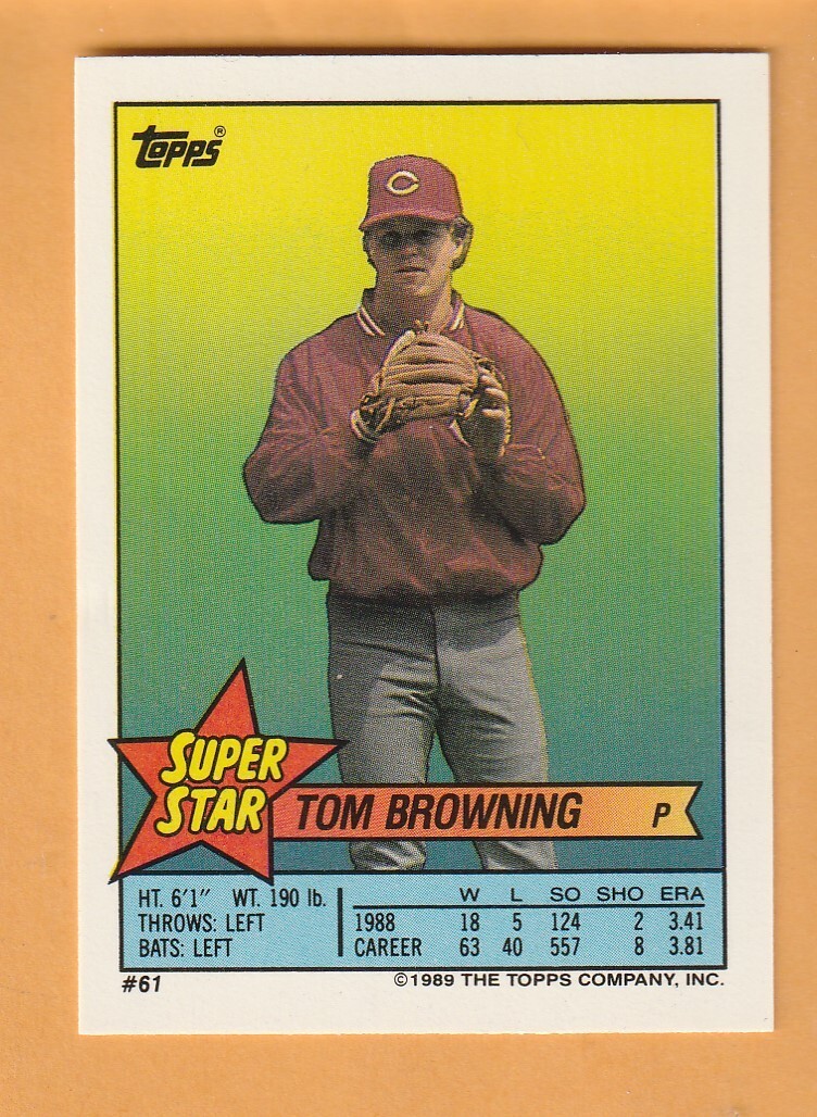 Tom Browning Cincinnati Reds 1989 Topps Sticker Backs #61 Malone New York 12J