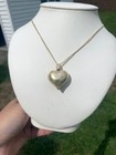 Large Vintage Sterling 9.25 Puffy Heart Pendant & chain — photo 1