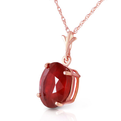 14K. SOLID GOLD NECKLACE WITH NATURAL OVAL RUBY