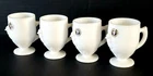 4 Vintage Westmoreland White Milk Glass Chick Egg Cups with Handle
