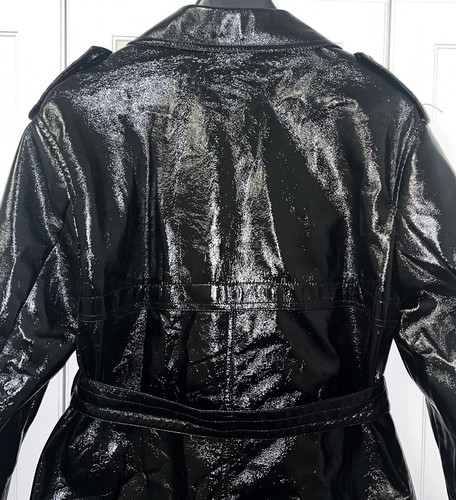 Lack Leder Vinyl Lack PVC Trenchcoat Lackmantel Regenmantel Gr. Damen M - Bild 7 von 10