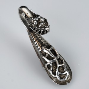 Chinese Child’s Silver Belt Buckle in the Shape of a Dragon 19th Century