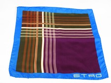 ETRO Milano Blue and Purple Large Check Silk Handkerchief, Italy