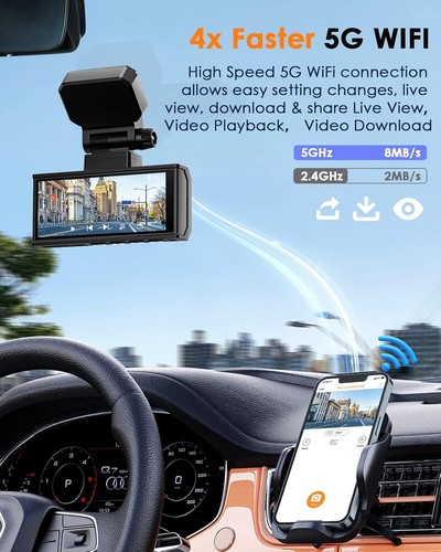 4K 3.16"Touch Screen WiFi GPS Dash Cam Front and Rear Dual Car Camera Free APP - Picture 5 of 8