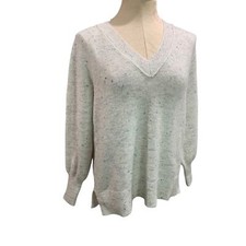 Medium LOFT Womens Speckled V-Neck Pullover Sweater