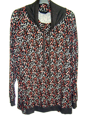 Verpass, Damen Langarm Shirt,Gr.54,Bunt mit Leo-Optik,Boutique Ware,Viscose