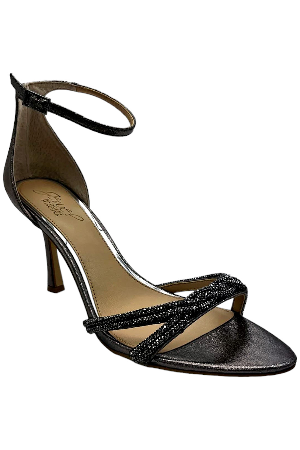 Jewel Badgley Mischka Vani Glitter Straps Stiletto Heels Metallic