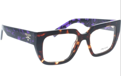 Prada Black Cat-Eye Glasses with Purple Patterned Temples Prada PR 09YV 19S1O1 Cat Eye Black Eyeglasses  main image 4