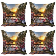 City Throw Pillow Covers Pack of 4 Holland Urban Bikes and Canal