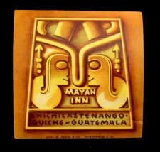 Original Vintage Mayan Inn Hote Luggage Label Guatemala OG