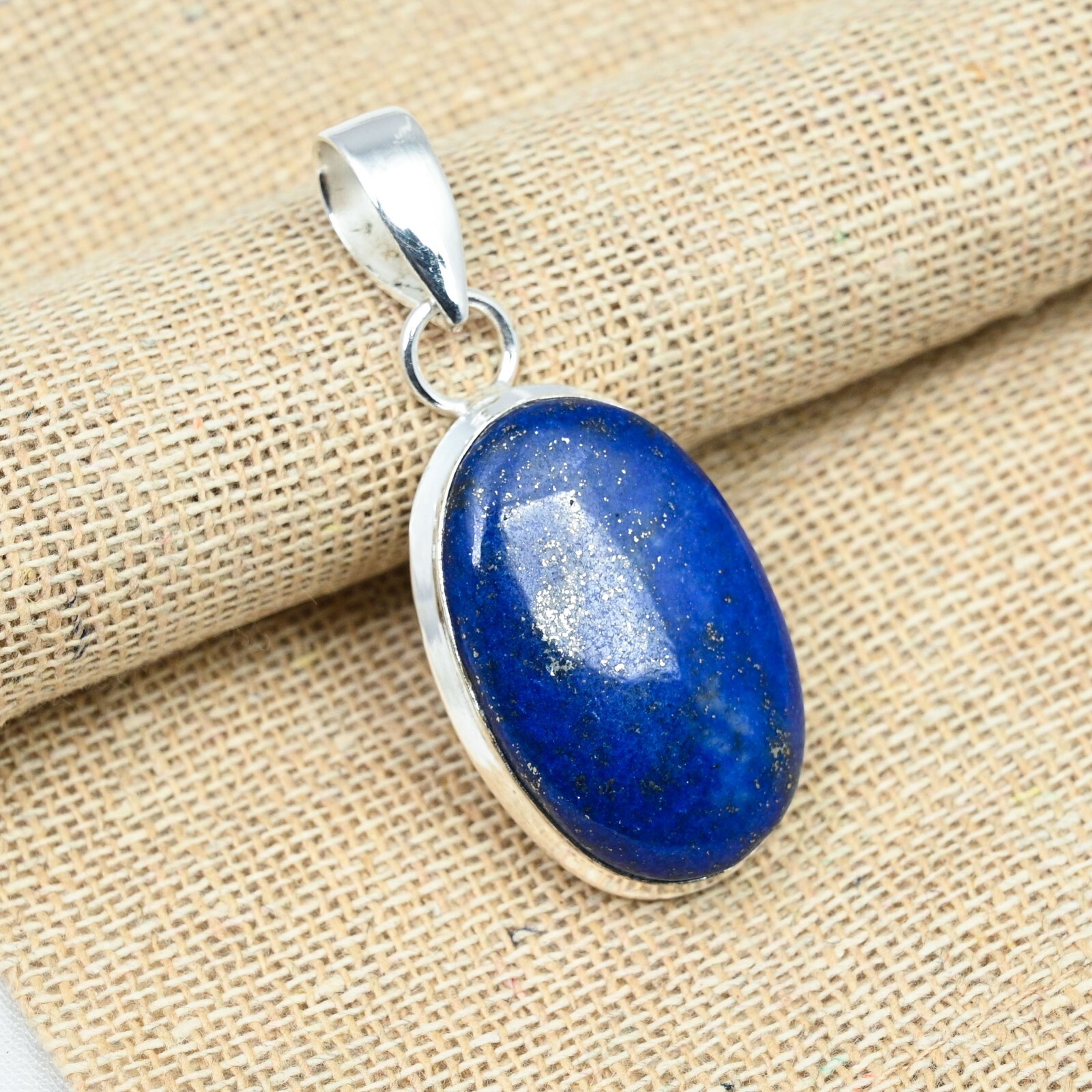 Natural Lapis Lazuli Gemstone 925 Sterling Silver Handmade Women Jewelry Pendant