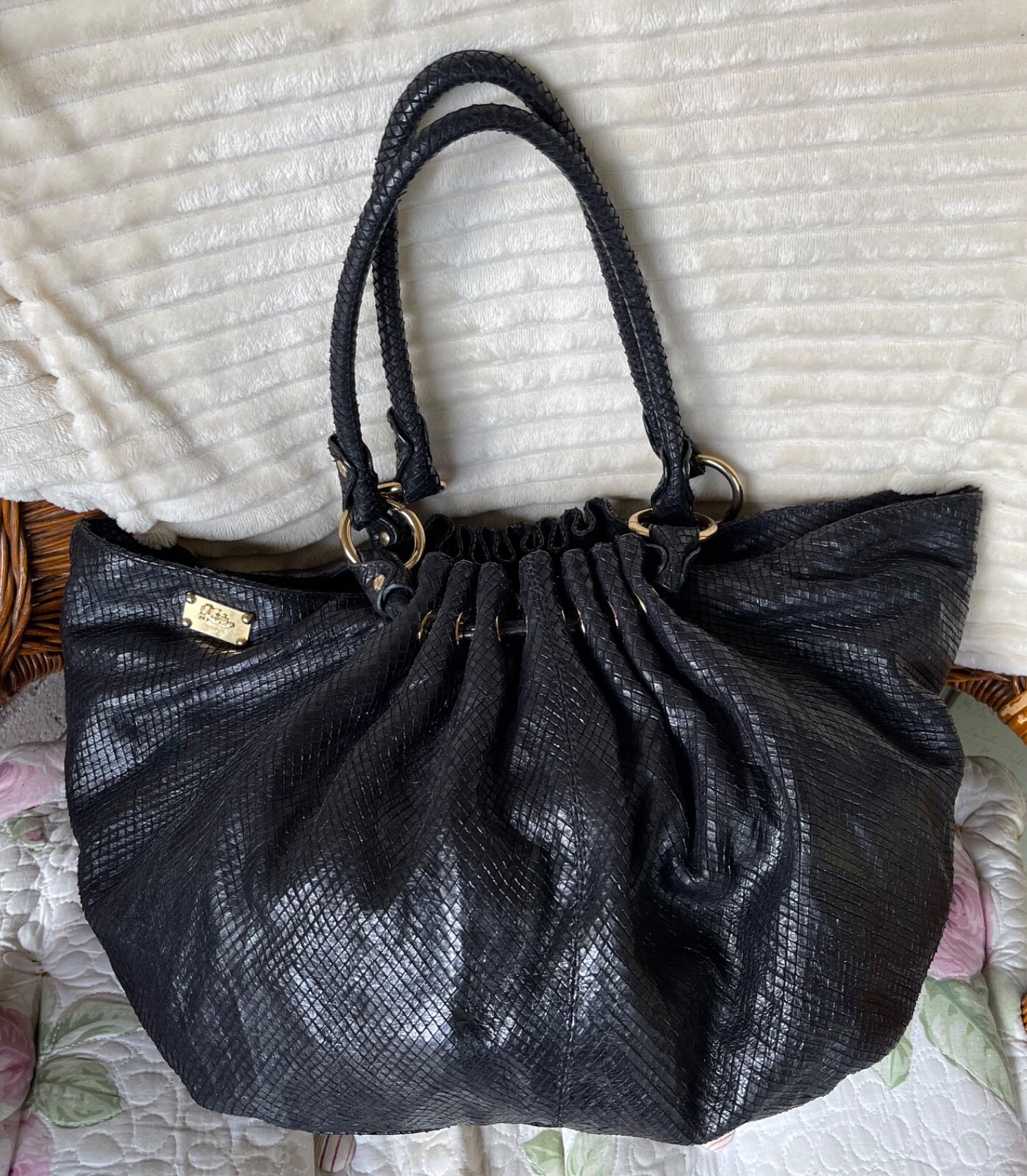 Jenrigo Italian Black Python Embossed Italian Lea… - image 1