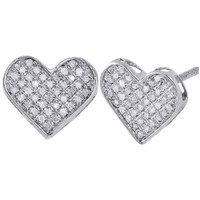 Diamant Herz Ohrringe Damen Pflastern Nieten 12.75Mm In Sterlingsilber 0.25 Ct
