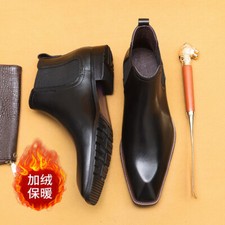 British Style Mens Real Leather Chelsea Ankle Boots Casual Business Pull on Chic