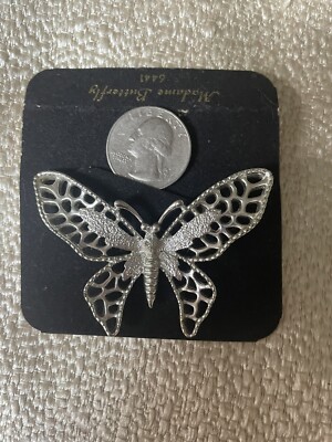 Vintage Signed Sarah Coventry ''Madame Butterfly'' (1971) Silver tone Brooch New
