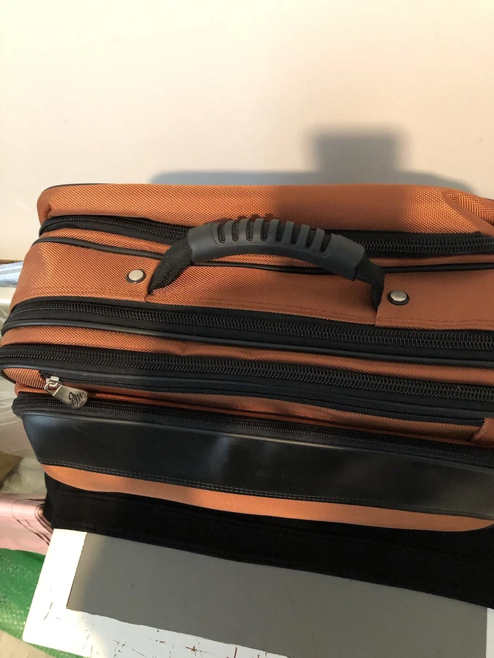 Joy Mangano  Suitcase Luggage , Burnt Orange file Holder + Rolling Bag 17" - Image 2 of 4