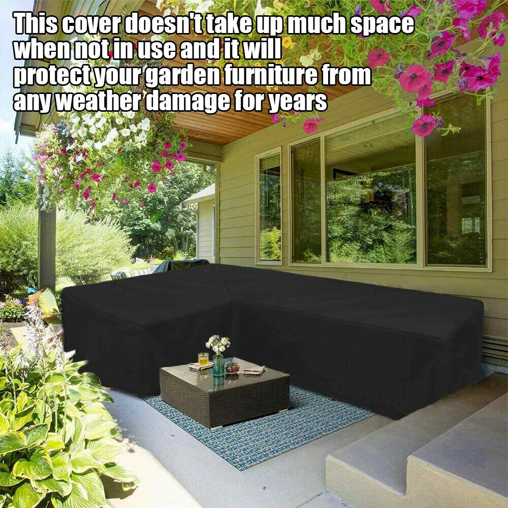 Outdoor Waterproof Rattan Corner Sofa Cover L Shape Garden Furniture Protector