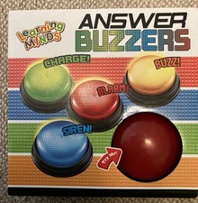 Game Show Buzzers Answer Alarm Push Button Siren Battery Powered Colours x 4