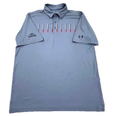Under Armour Polo Shirt Men Large Gray Golf Performance Turtleback Tennis Adult*