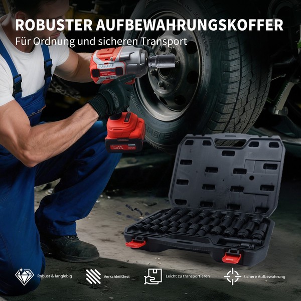 "40Tlg 1/2\"Schlagschrauber Stecknuss Satz,Crmo Stahl,Lange & Kurze NüSse 10-32Mm"-image
