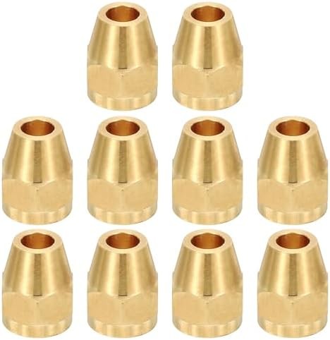 1/4" Brass Flare Nut, 10Pcs 45 Degree Short Flare Tube Fitting Pipe Fittings for