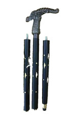 Antique Dragon Head Handle Walking Stick Black Wooden Cane