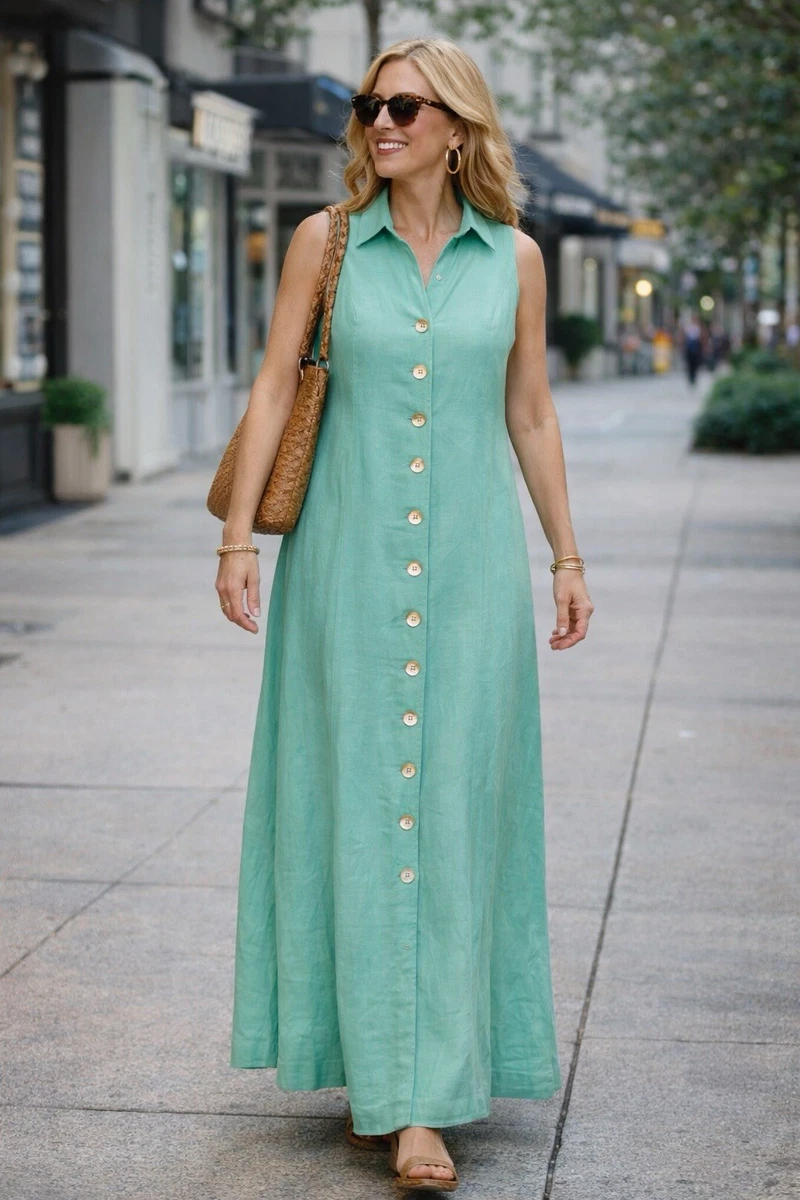 Linen Long Formal Dresses for Women for sale | eBay